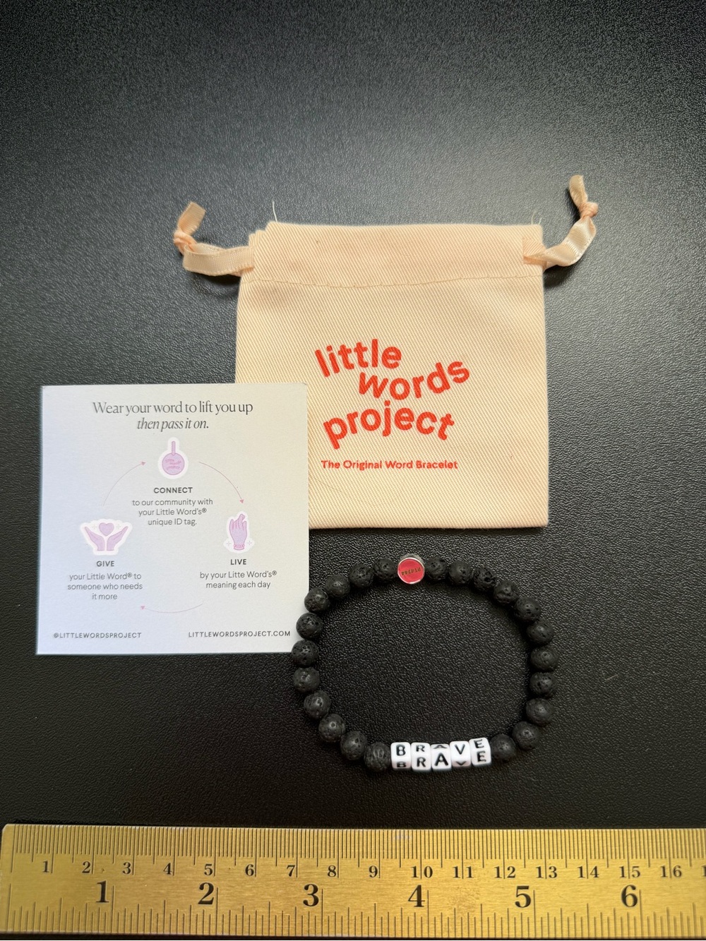 NWT Little Words Project Brave Men’s Bracelet Beaded Lava Stone S/M Accessories